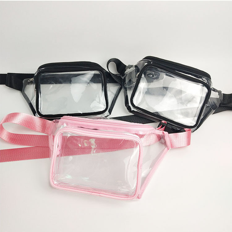 Sport Shopping PVC Transparent Waist Toiletry Bag With BS Plastic Buckle